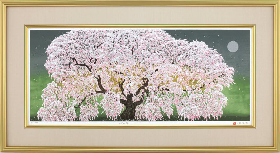 小泉淳作　シルクスクリーン「しだれ桜」　原画：奈良・東大寺本坊襖絵